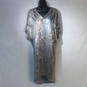 Halston Silver sequin dress Vintage SILK 1970